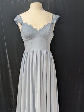 Azazie Light Blue Dress with lace, Size 6, Bridesmaid, Summer,